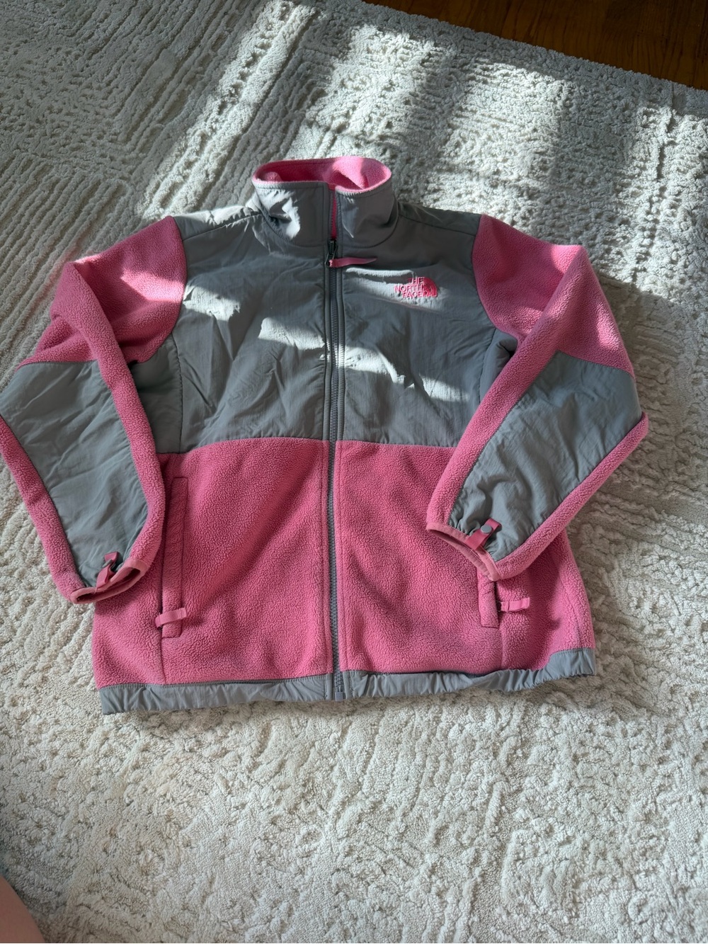 The North Face Girls Pink Fleece Pullover with Logo Tag